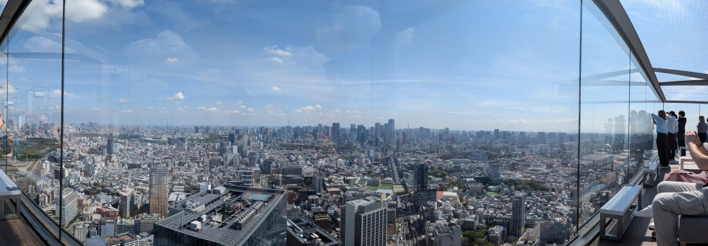 Panoramic Tokyo skyline from Shibuya Sky observation deck